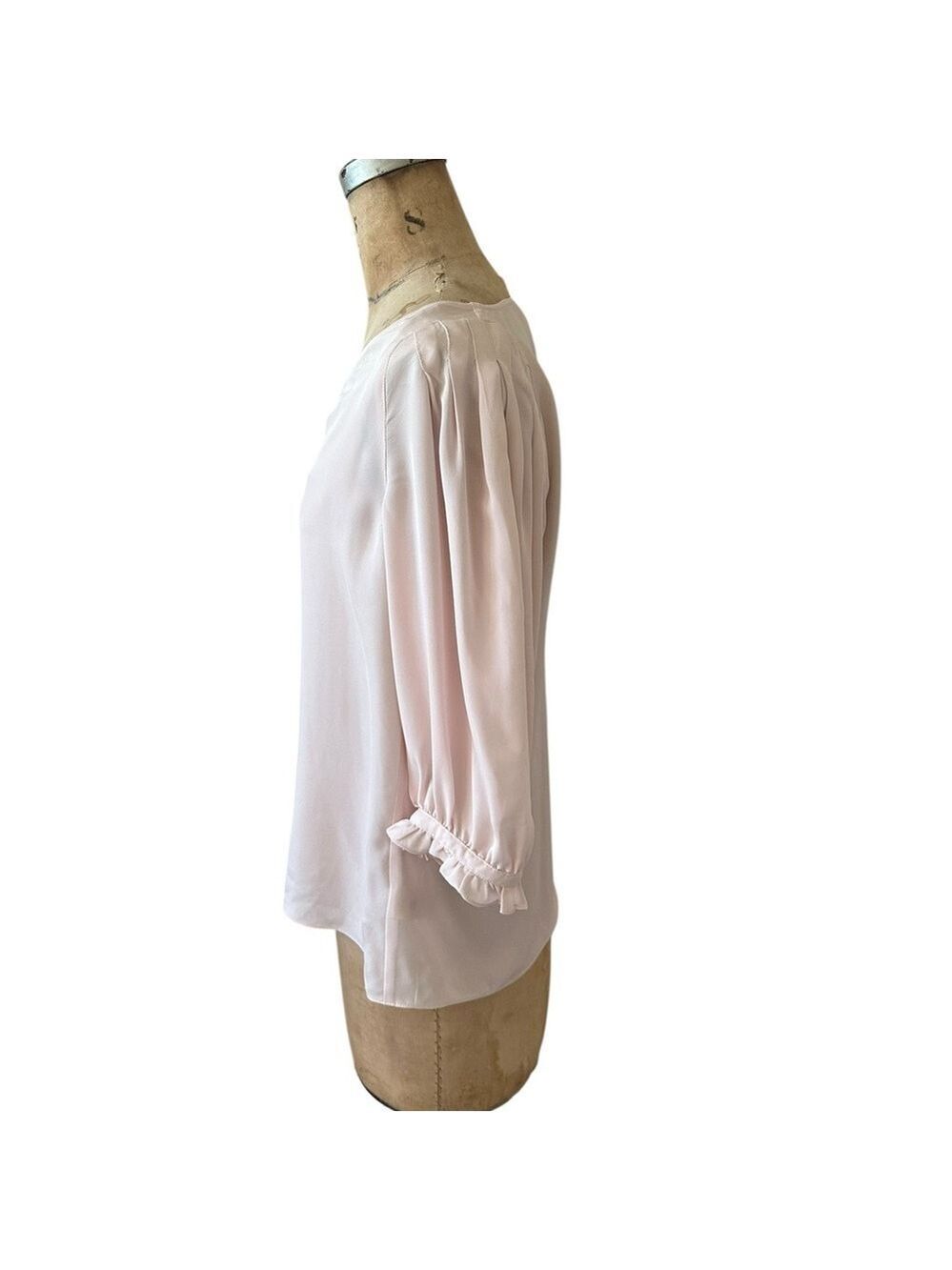Rebecca Taylor Elegant Women's Blush Pink V-Neck Silk Top Size 6 Feminine Girly - Picture 5 of 7